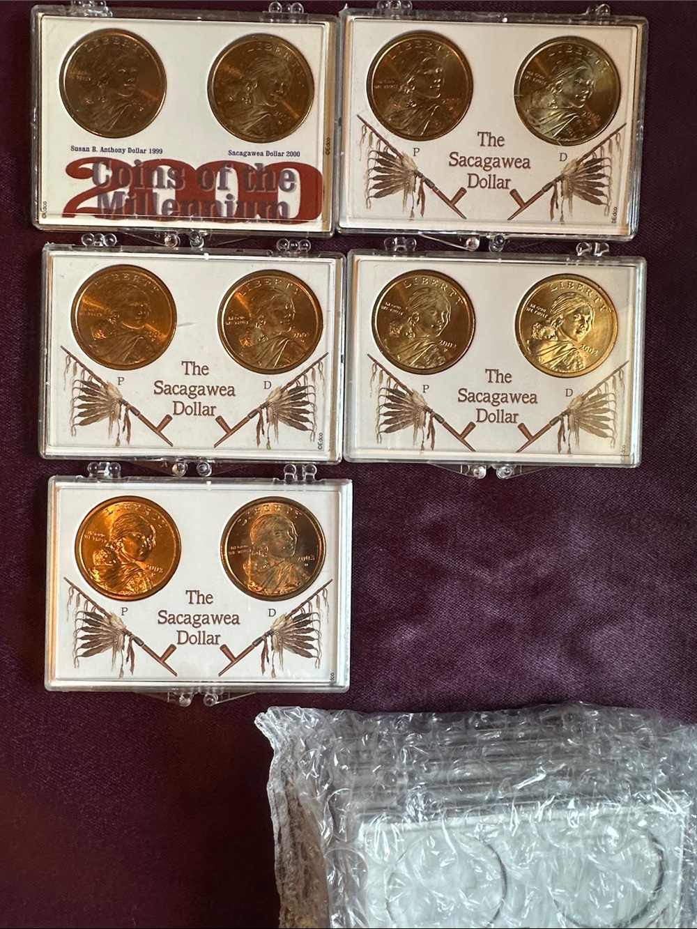 Sacagawea Dollar Coin Set - Gold Tone Collectible (Unbranded)